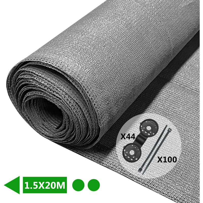 Vounot - Brise vue occultant en hdpe 90g/m² 1.5x20m avec attaches de fixation gris