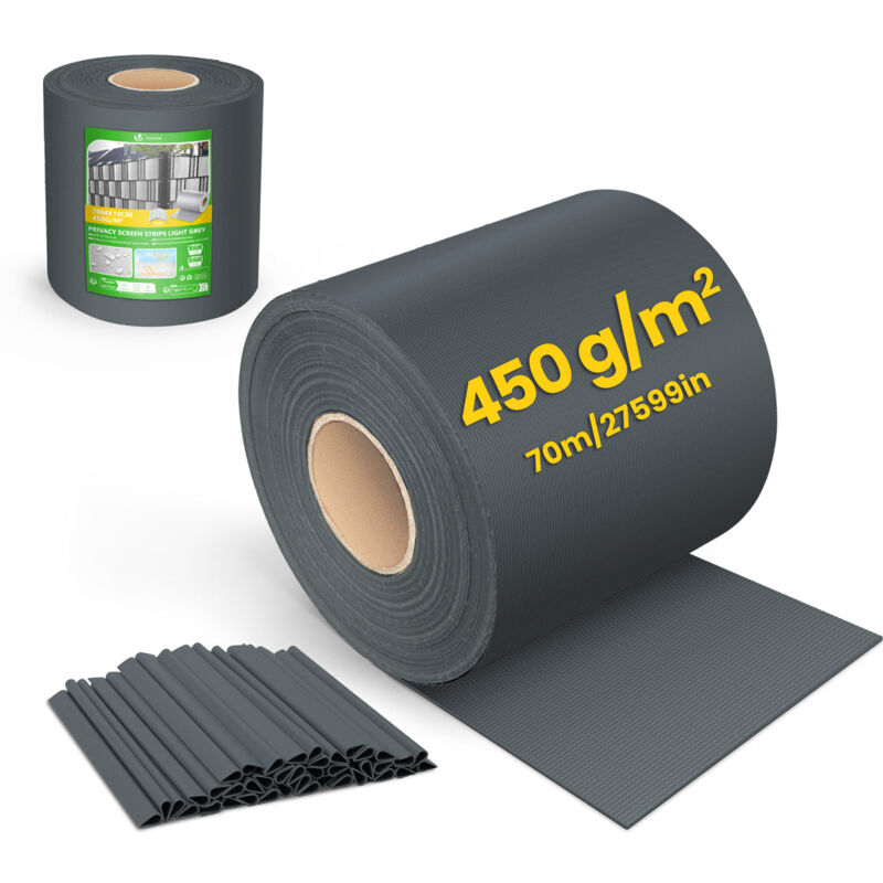 Vounot - Brise vue occultant pvc 450g/m2 19cm x 70m Anthracite