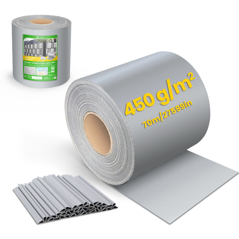 Vounot - Brise vue occultant pvc 450g/m2 19cm x 70m Gris clair