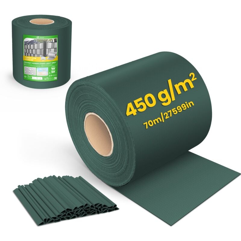 Brise vue occultant PVC 450g/m2 19cm x 70m Vert