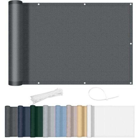 Brise-vue pour balcon 90 x 400 cm, imperméable, opaque, coupe-vent, avec trous et attaches de câble, pour terrasse extérieure, anthracite