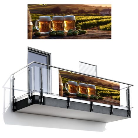 BRISE-VUE POUR BALCON Bière - Houblon - Paysage 300x130