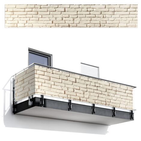 BRISE-VUE POUR BALCON Bricks - Wall - Luminaire - Blanc 500x85