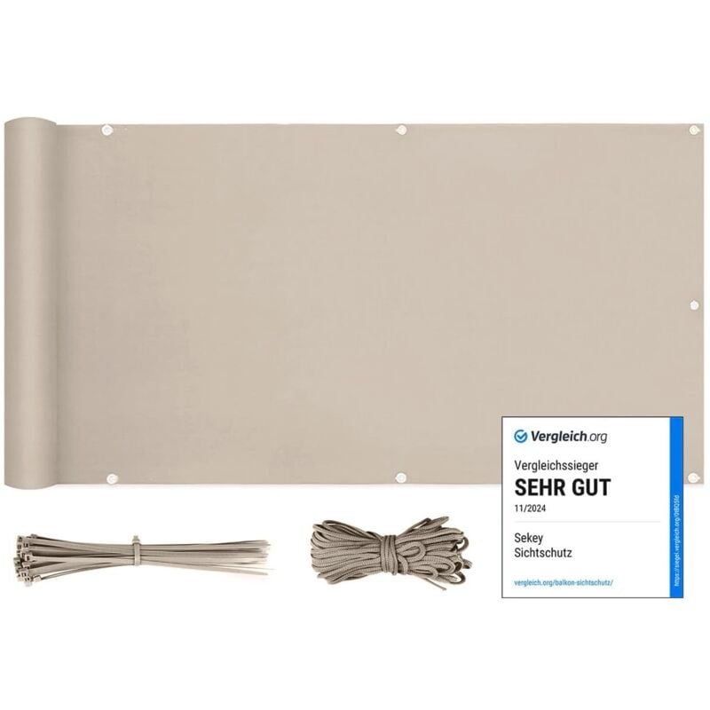 Sekey Brise-Vue pour balcon PES 120 x 600cm, Taupe