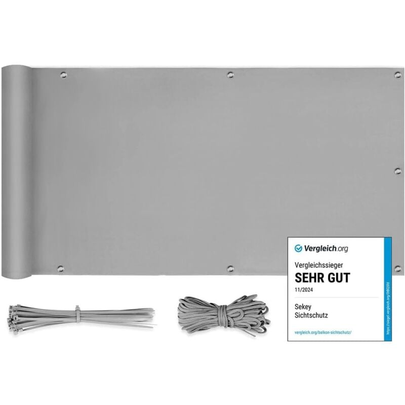 Salcar - Sekey Brise-Vue pour balcon pes 75 x 500cm, Gris clair