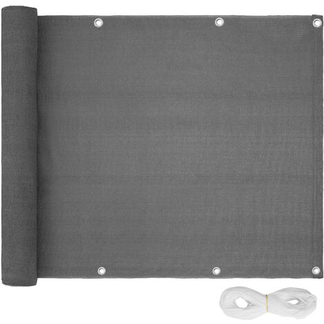 Tectake – Canisse brise-vue pour balcon – Polyéthylène hydrofuge – Œillets en métal renforcé – Gris – 90 cm x 5 m