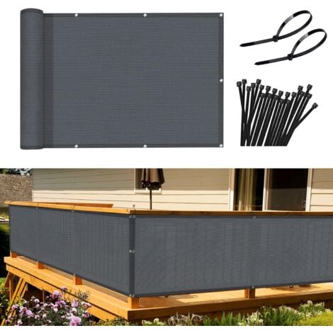 Brise-Vue pour Balcon Paravent de Balcon de Jardin 90x300 cm HDPE 185g/㎡ résistant au Vent et aux UV, avec Trous et Serre-cables Anthracite