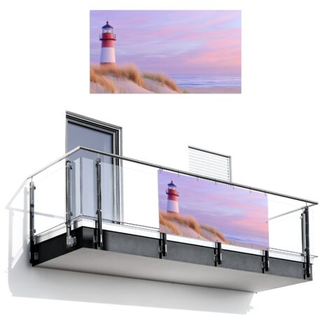 BRISE-VUE POUR BALCON Phare - Dunes - Coucher de soleil 200x110