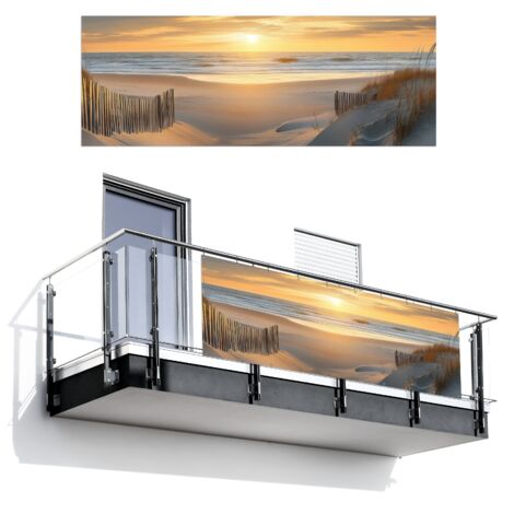 BRISE-VUE POUR BALCON Plage - Dunes - Coucher de soleil 300x110