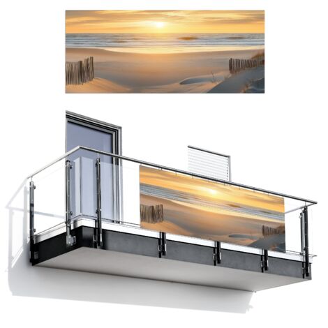 BRISE-VUE POUR BALCON Plage - Dunes - Coucher de soleil 300x130