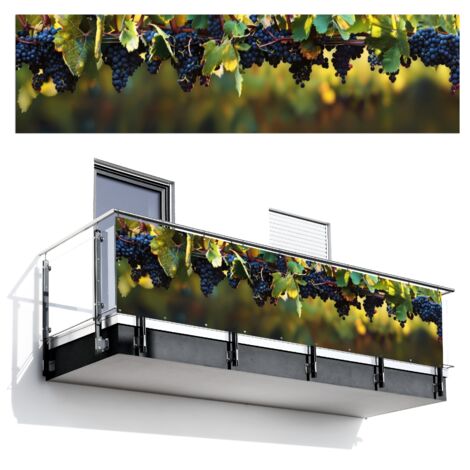 BRISE-VUE POUR BALCON Raisins - Vin - Nature - Vert 300x85