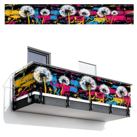 BRISE-VUE POUR BALCON Street art - Coloré - Mur 500x75