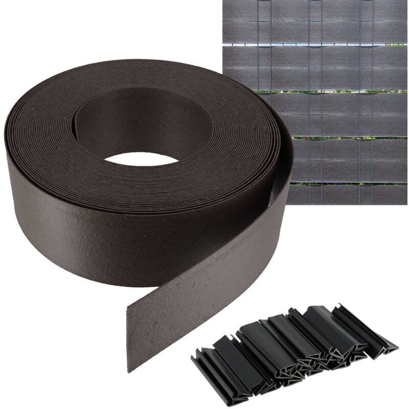 Brise vue semi rigide 25M - Hauteur 93mm - Pour clôture de jardin - Installation facile - Clips de fixation fournis - Noir