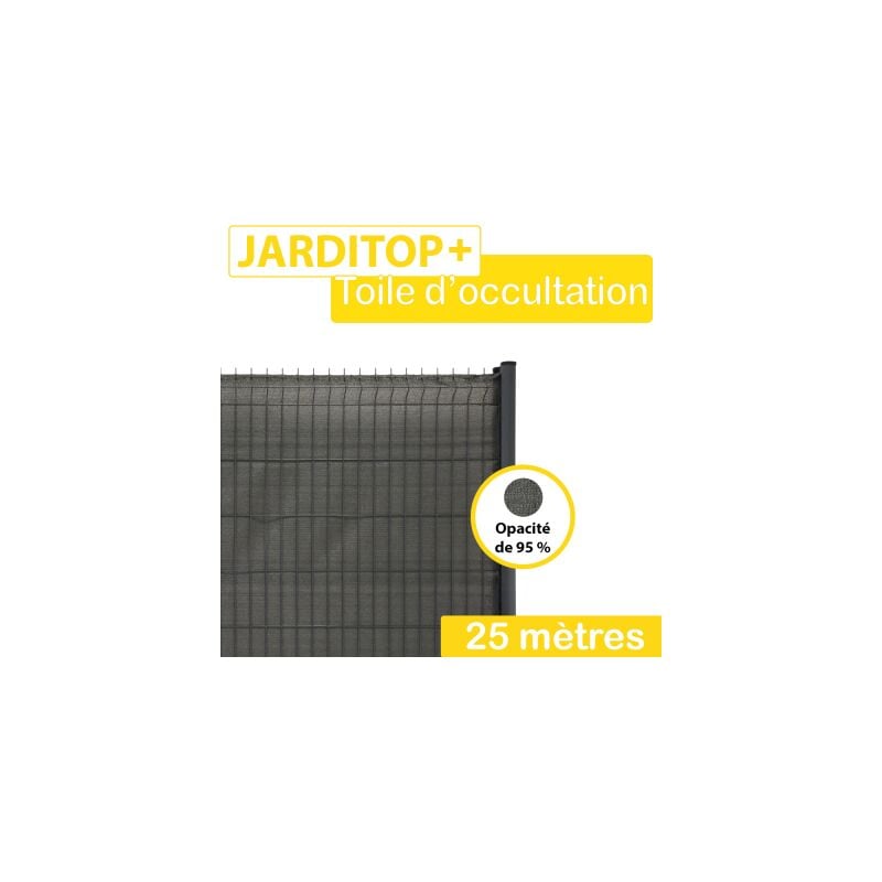 Cloture&jardin - Brise-Vue Toile Gris Anthracite - jarditop+ - 1,5Mx25M