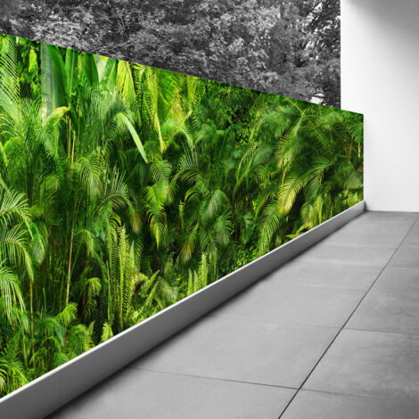 Brise vue Trompe l'oeil - 120x360 cm - Jungle - Recto Imprimé / Verso BlancBâche Pleine - 100% d'occultation