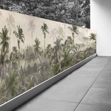Brise vue Trompe l'oeil - 120x510 cm - Jungle - Recto Imprimé / Verso BlancBâche Micro Perforée - 80% d'occultation