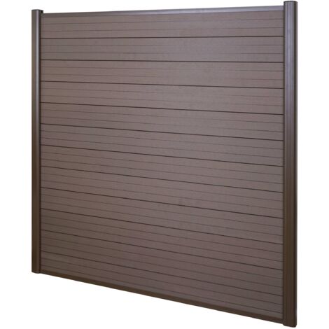 Brise vue wpc sarthe clôture protection vent poteau x aluminium lot de 2 3 75m marron 040005933