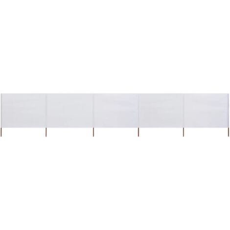 Brises-vue paravent 5 panneaux tissu 600 x 160 cm blanc sable