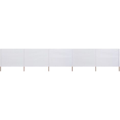 Brises-vue paravent 5 panneaux tissu 600 x 80 cm blanc sable