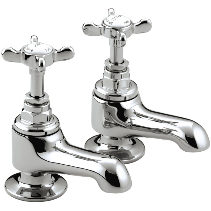 Bristan 1901 Bath Pillar Taps with Ceramic Disc Valves, Chrome