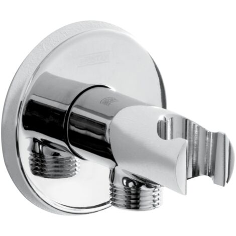 Bristan C WORD02 C Contemporary Round Wall Outlet with Handset Holder Bracket Chrome