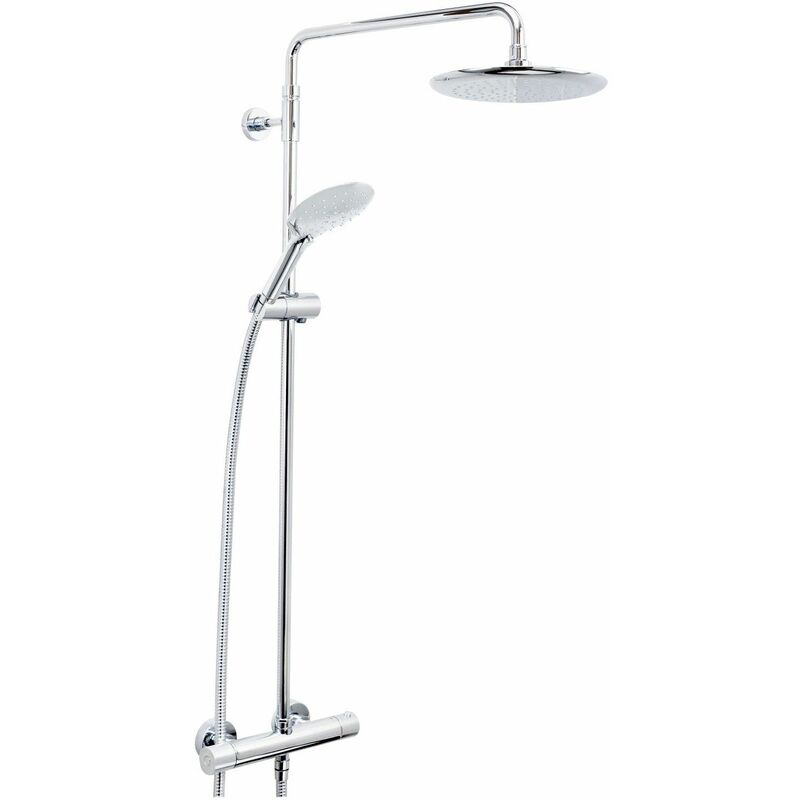 Carre Thermostatic Mixer Shower Round Exposed Fixed Twin Heads Chrome - Bristan