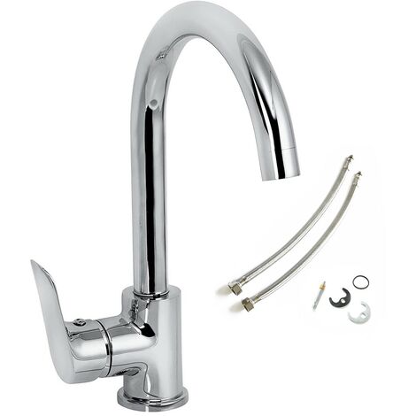 Bristan Cascade Cadence Kitchen Tap Chrome Single Lever + Fixings + Flexi Pipes