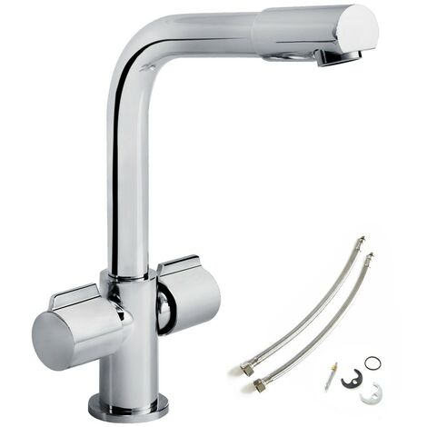Bristan Cascade Chrome Arch Modern Kitchen Tap Twin Handle Swivel Spout Fixings
