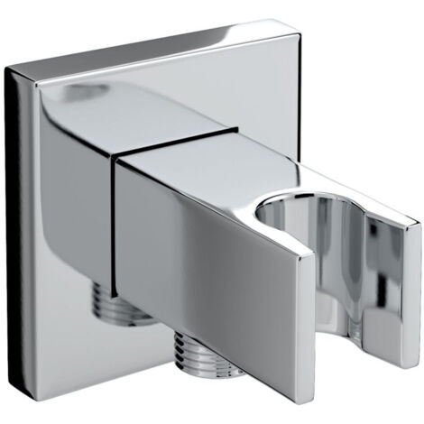 Bristan Chrome Square Wall Outlet with Shower Handset Holder - C-WOSQ02-C