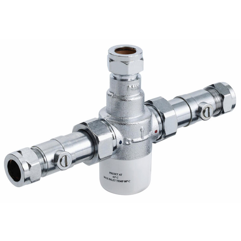 Commercial MT503 Thermostatic Mixing Valve with Isolation, 15mm, Chrome - Bristan