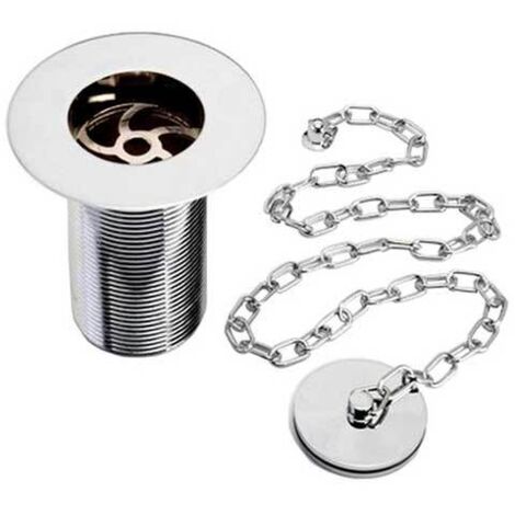 Bristan Chrome Unslotted Belfast Sink Waste with Solid Brass Plug and Chain - W-SNK6-C