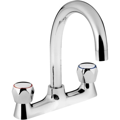 Bristan Club Chrome Deck Kitchen Sink Mixer Tap with Metal Heads - VAC2-DSM-C-MT