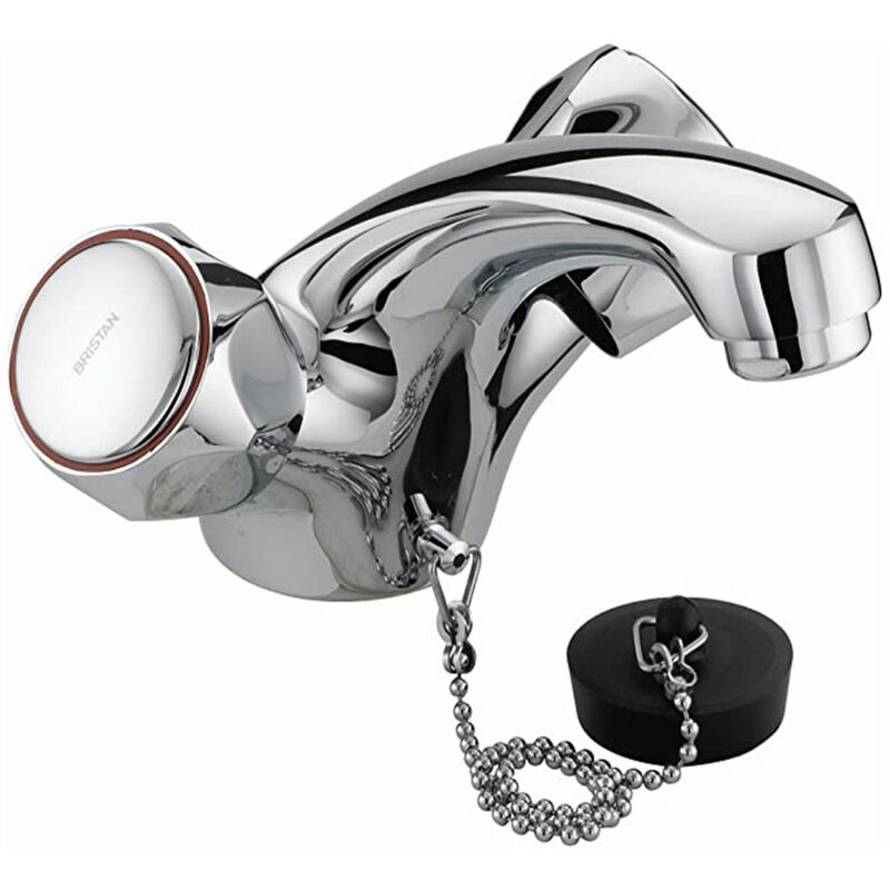 Value Club Mono Basin Mixer Tap Without Waste Chrome Plated & Metal Heads - Bristan