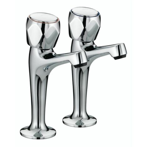 Bristan Club High Neck Sink Pillar Taps Chrome with Metal Heads VAC HNK C MT
