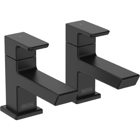 Bristan Cobalt Basin Taps Pair Pillar Mounted - Black