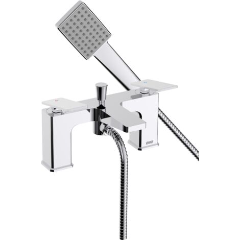 Bristan Delgado Deck Mounted Bath Shower Mixer Tap Hose + Shower Head DEL BSM C