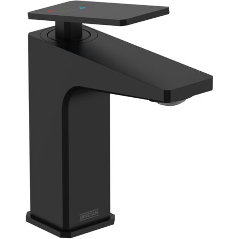 Bristan Delgado Eco Start Basin Mixer with Clicker Waste Black
