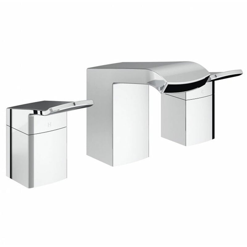 Descent 3-Hole Basin Mixer Tap Deck Mounted with Clicker Waste - Chrome - Bristan