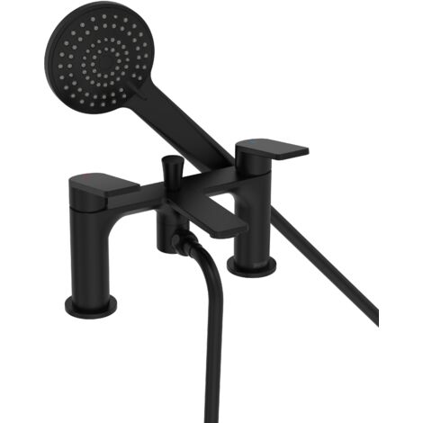 Bristan Frammento BSM Black Deck Mounted Bath Shower Mixer Tap + Hose + Head