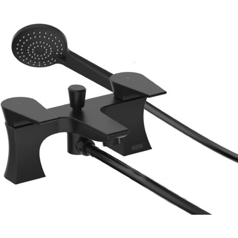 Bristan Hourglass Bath Shower Mixer Tap Pillar Mounted- Black