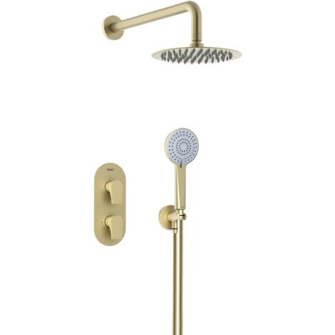 Bristan Hourglass Concealed Dual Control Mixer Shower Pack - Brushed Brass