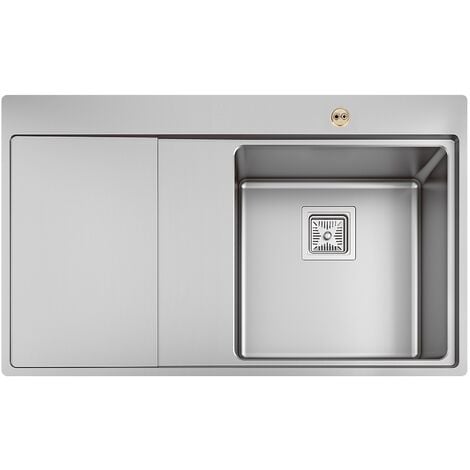 Bristan Ingot Easyfit 1.0 Bowl Kitchen Sink LH Drainer 860mm L x 520mm W - Stainless Steel