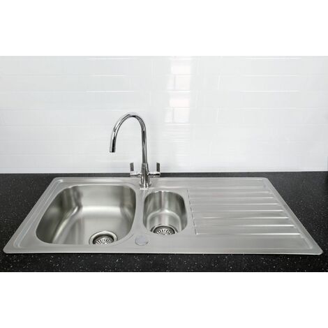 main image of "Bristan Inox Kitchen Sink 1.5 Bowl Stainless Steel Reversible Echo Mixer Tap"