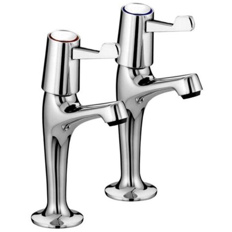 Bristan Lever High Neck Pillar Kitchen Sink Taps Chrome With Ceramic Disc Valves