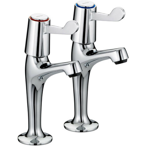Bristan Lever High Neck Pillar Taps Chrome with Ceramic Disc Valves - VAL HNK C CD