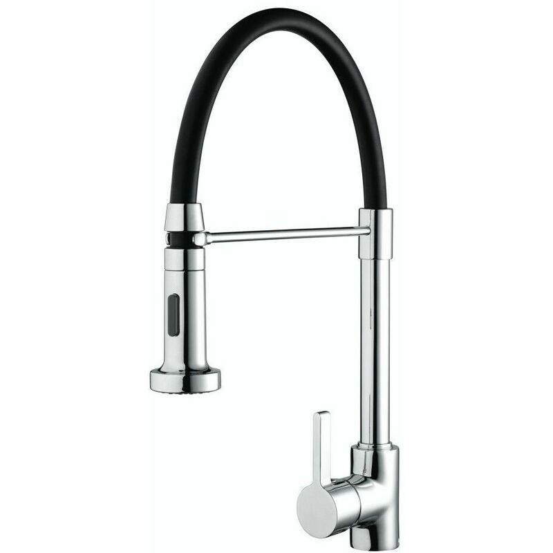 Liquorice Monobloc Kitchen Mixer Tap Modern Single Lever Pull-Out Chrome - Bristan