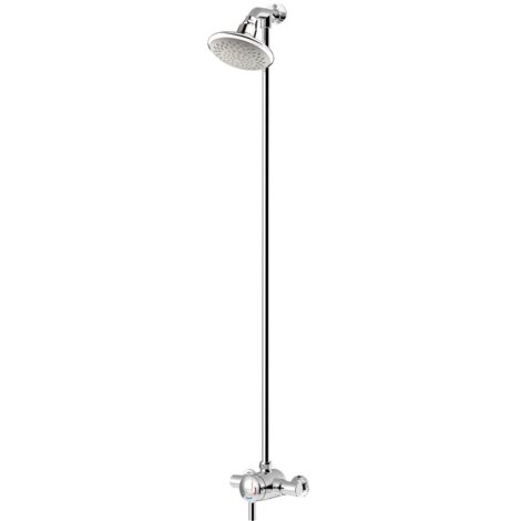 Bristan Opac Mini Thermostatic Exposed Mixer Shower with Rigid Riser Kit and Fixed Head - Chrome