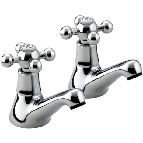Bristan Renaissance 2 1/2 Chrome Basin Pillar Taps Pair 1/2"" Tap