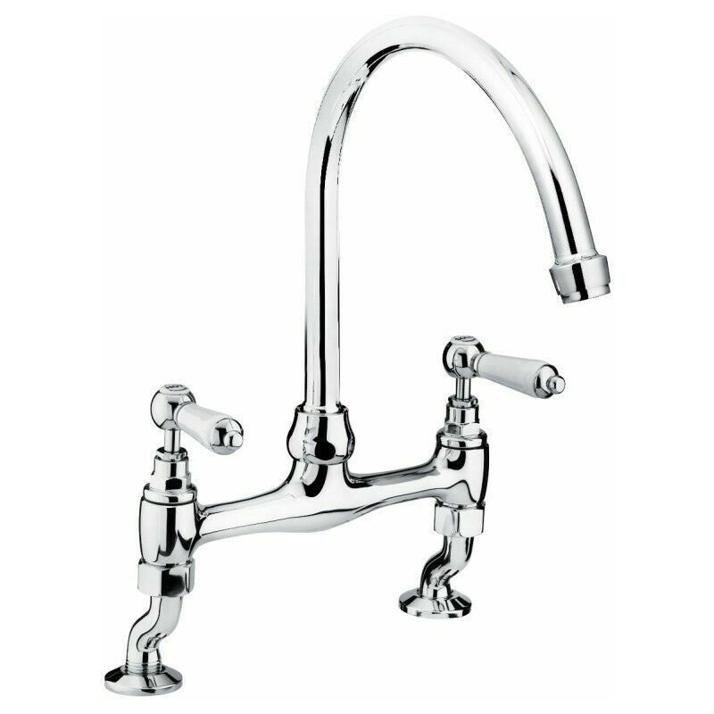 Renaissance Mono Kitchen Sink Mixer Tap Double Lever Chrome Deck Mounted - Bristan