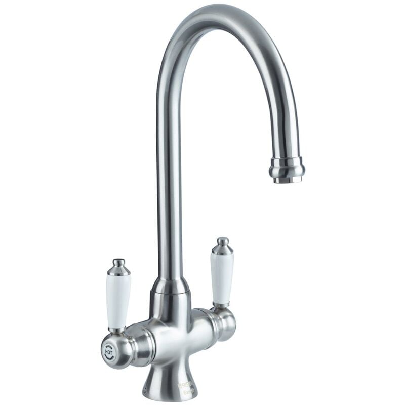 Renaissance EasyFit Mono Kitchen Sink Mixer Tap Dual Handle - Brushed Nickel - Bristan